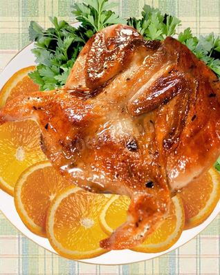 Куропатка запеченная с апельсинами