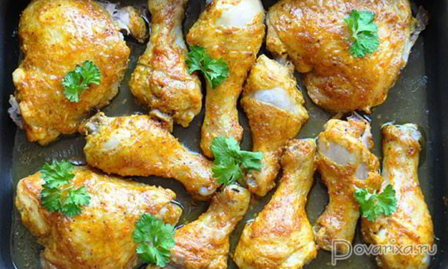 Рецепт пряных куриных окорочка в рукаве
