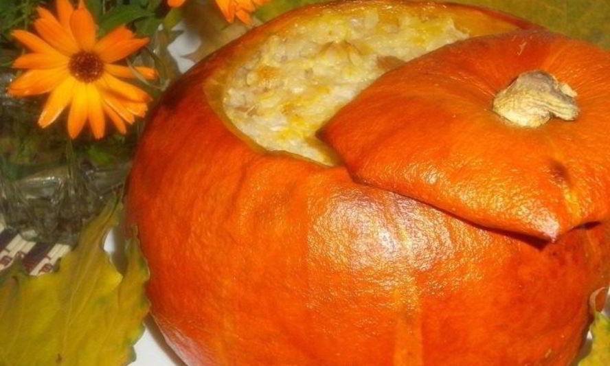 Рецепт фаршированной тыквы, запеченной в духовке с рисом
