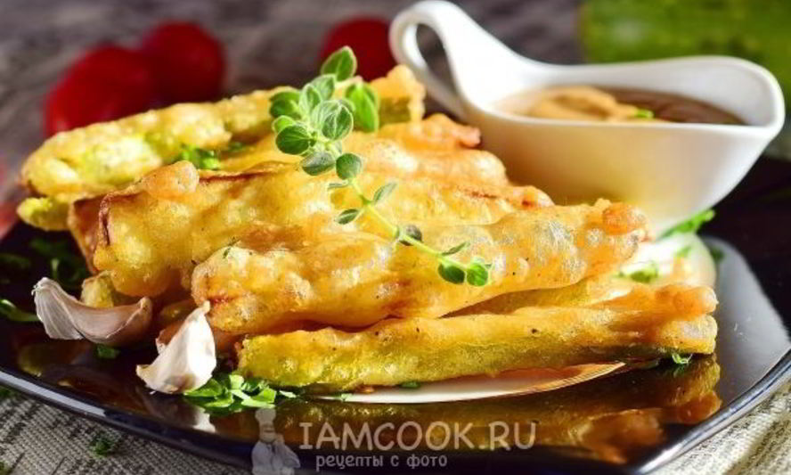 Рецепт кабачков в кляре с чесноком