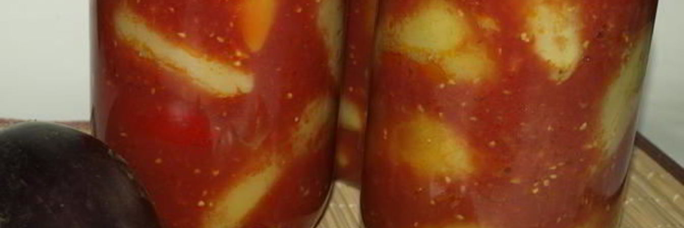 Перец фаршированный баклажанами в томате