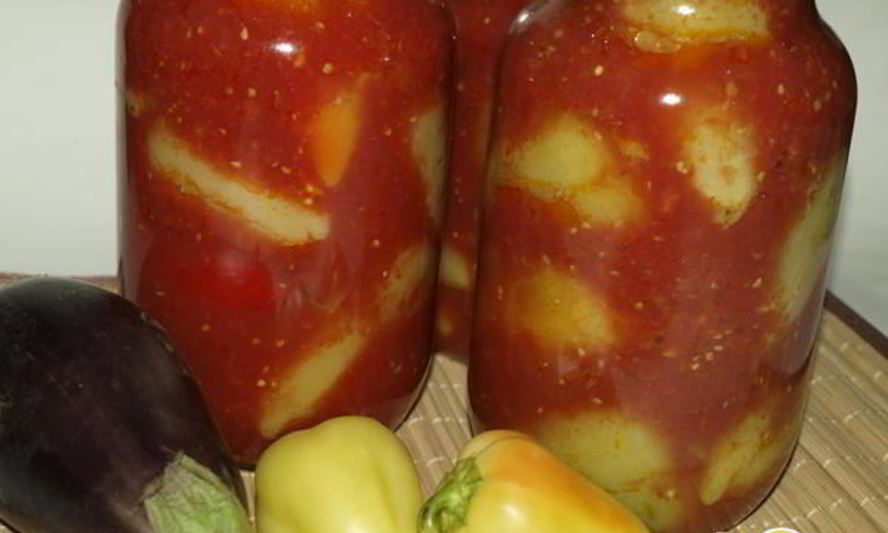 Рецепт перца фаршированного баклажанами в томате
