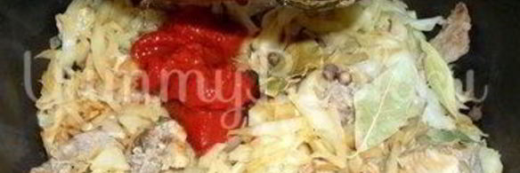 тушеная капуста со свининой