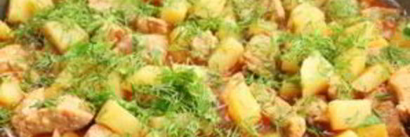 тушеная картошка со свининой на сковороде