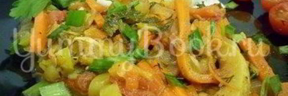 тушеные кабачки с овощами