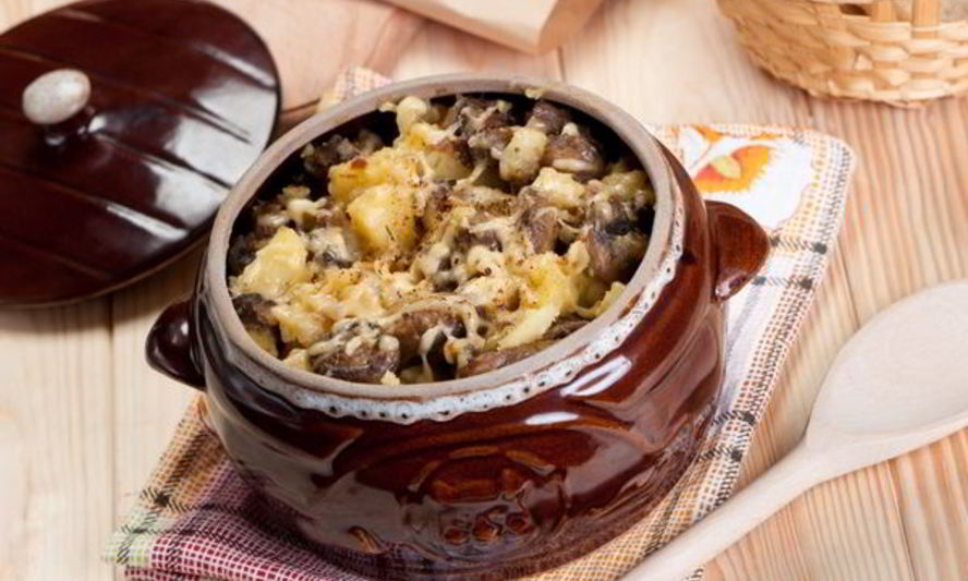 Рецепт запеченных баклажанов с грибами в горшочке