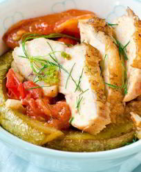Жареные кабачки с куриной грудкой