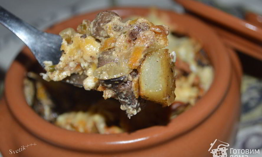 Рецепт горшочков с печенью и картошкой