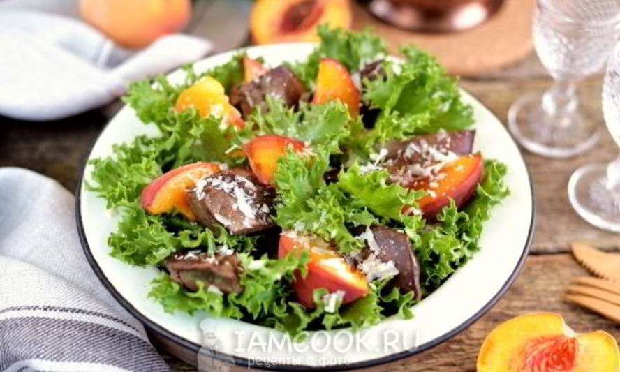 Рецепт индюшиной печени с персиками