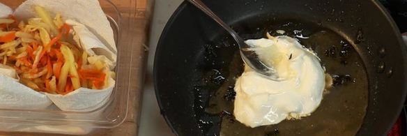 хрустящая говяжья печень с пряными персиками