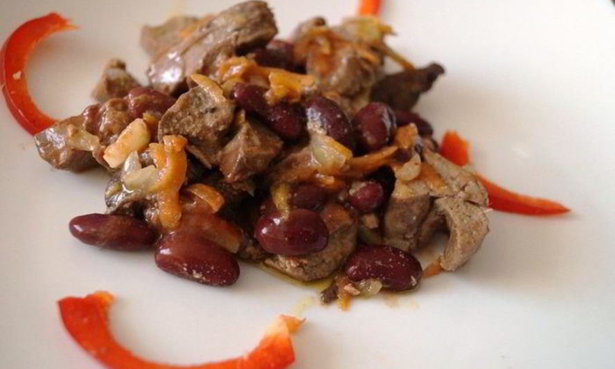 Рецепт куриной печени с фасолькой