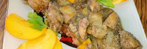куриная печень с хурмой