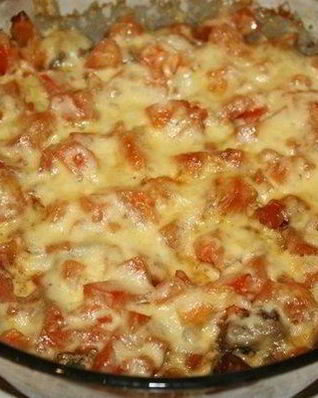 Куриная печень с помидорами по-милански