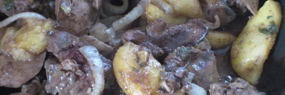 куриная печень с яблоками и майораном