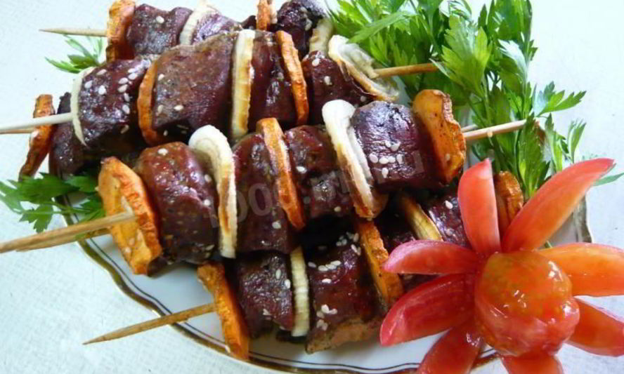 Рецепт печени на шпажках