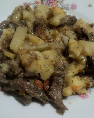 Печень с картошкой в мультиварке