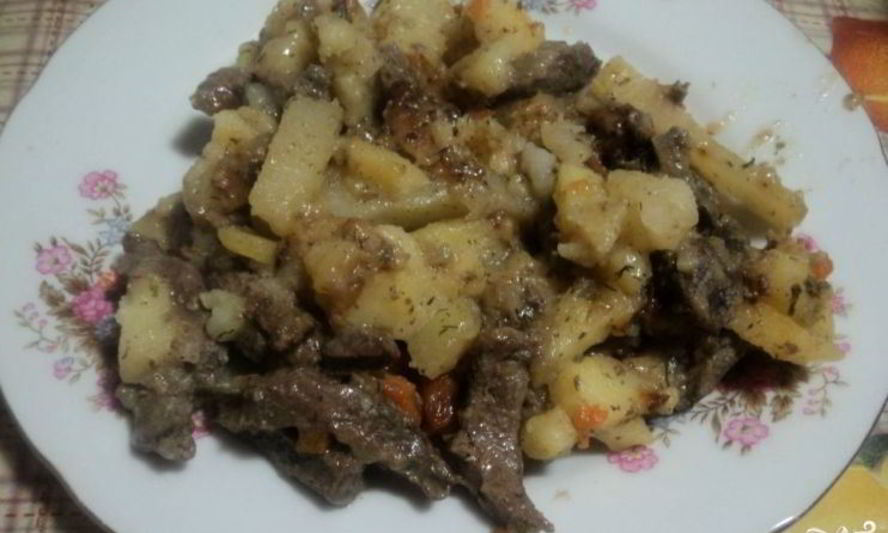 Рецепт печени с картошкой в мультиварке