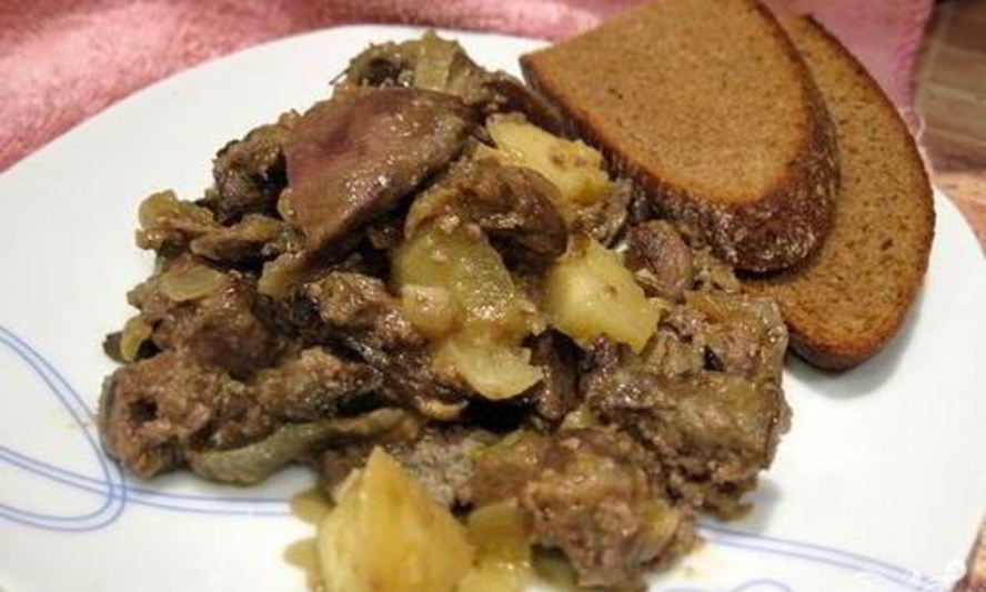 Рецепт печени с луком и яблоками