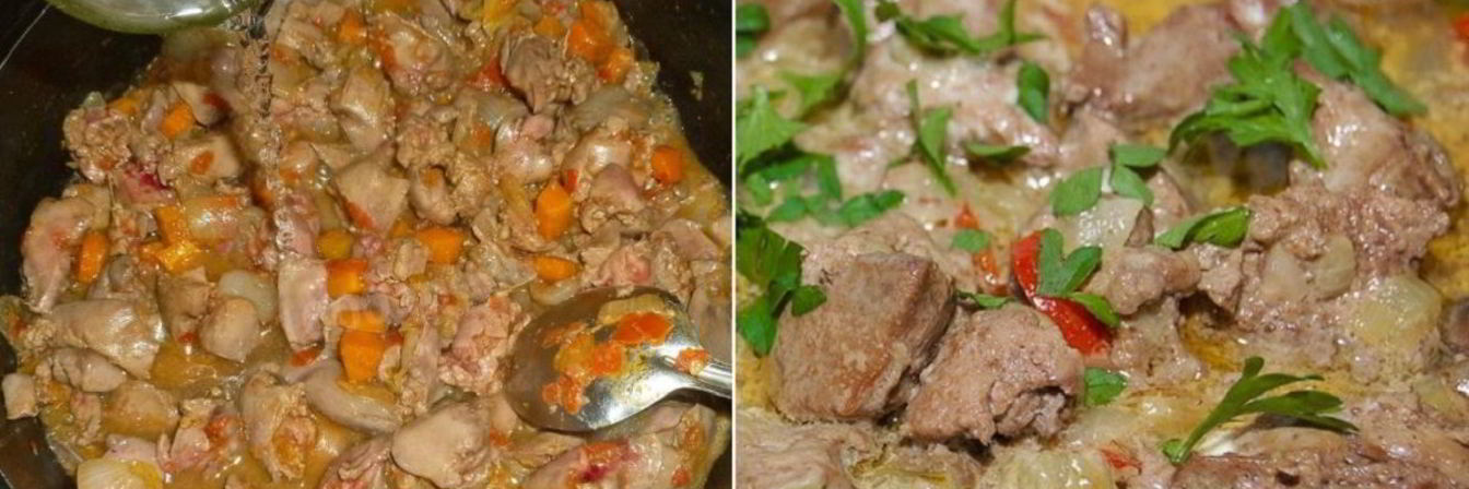 Печень с овощами