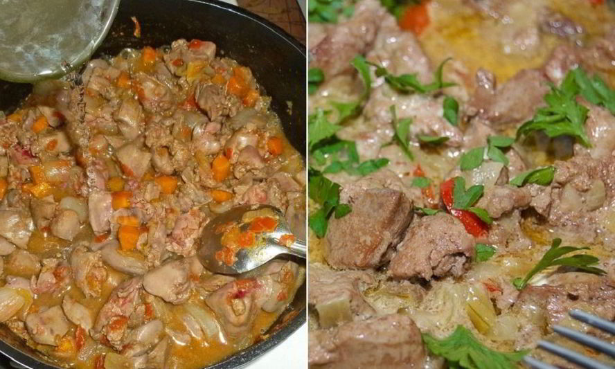 Рецепт печени с овощами