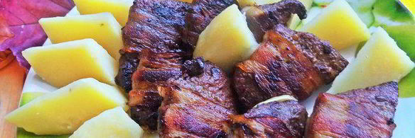 печень в беконе с картофелем