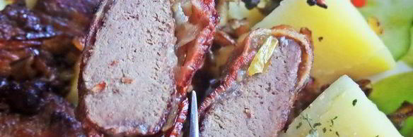 печень в беконе с картофелем