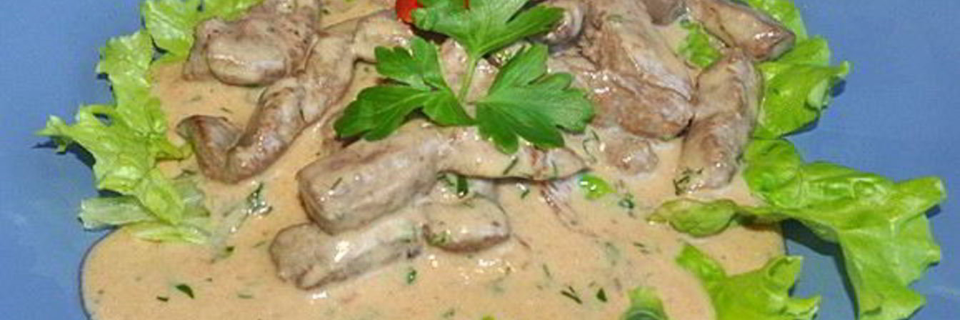 Печень в соево-сметанном соусе