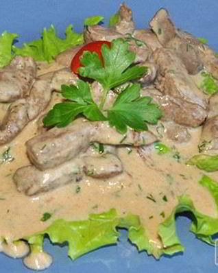 Печень в соево-сметанном соусе