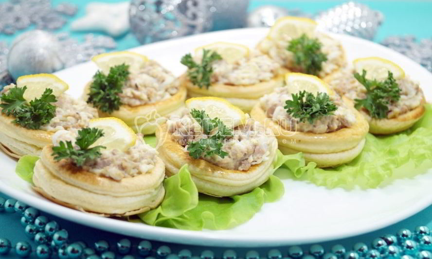 Рецепт волованов с печенью трески