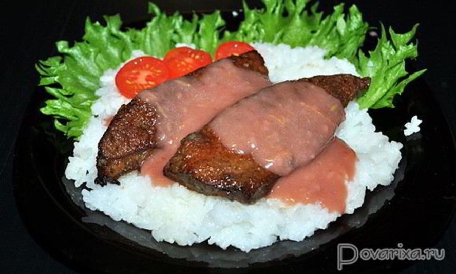 Рецепт жареной печени с пикантным соусом