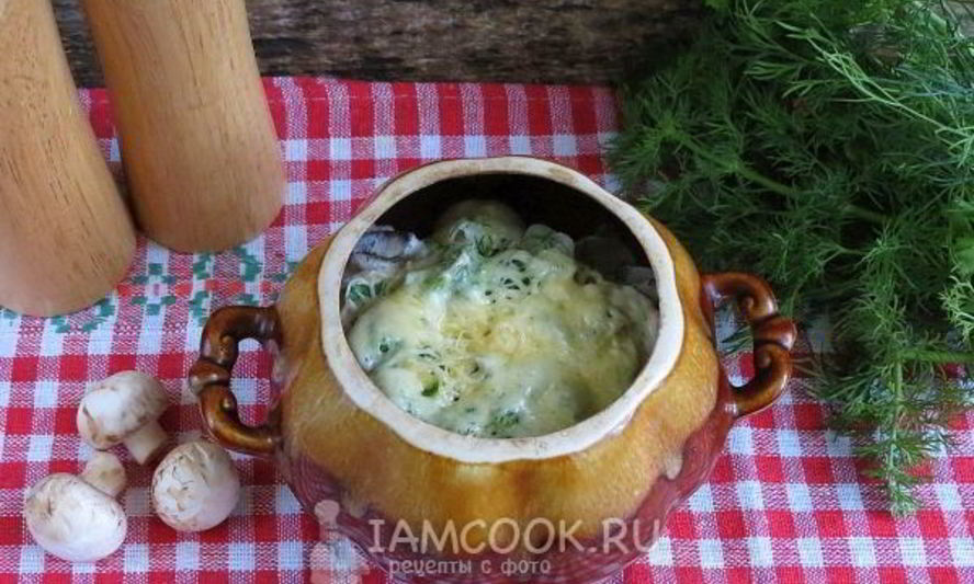 Рецепт пельменей с грибами в горшочках в духовке