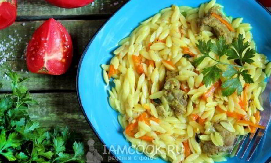 Рецепт ложного плова из пасты орзо