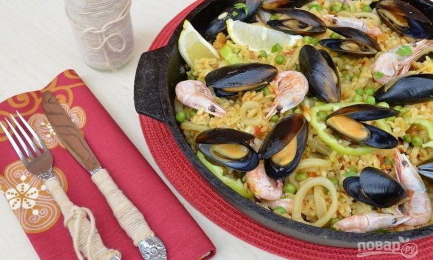 Рецепт паэльи из морепродуктов