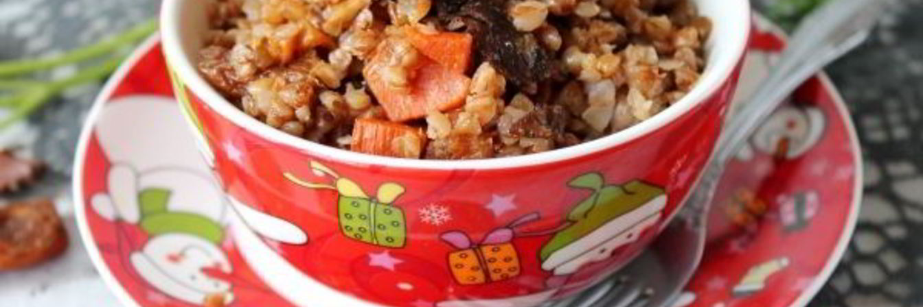 Плов из гречки с грибами и орехами