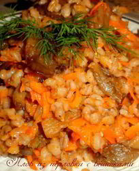 Плов из перловки с вешенками