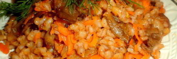 плов из перловки с вешенками