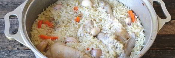 плов из пропаренного риса с курицей