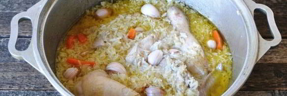 плов из пропаренного риса с курицей