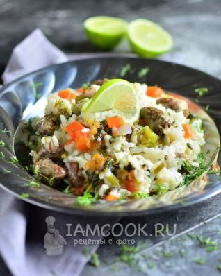 Плов с куриными сердечками в мультиварке