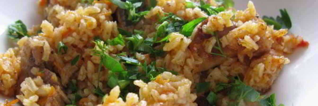 Плов с курицей и свининой