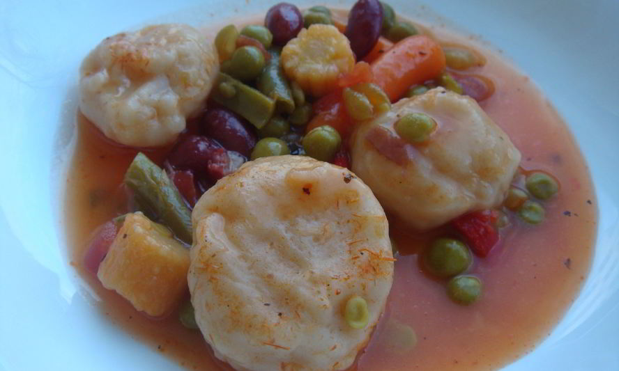 Рецепт овощного рагу с пшеничными кружочками