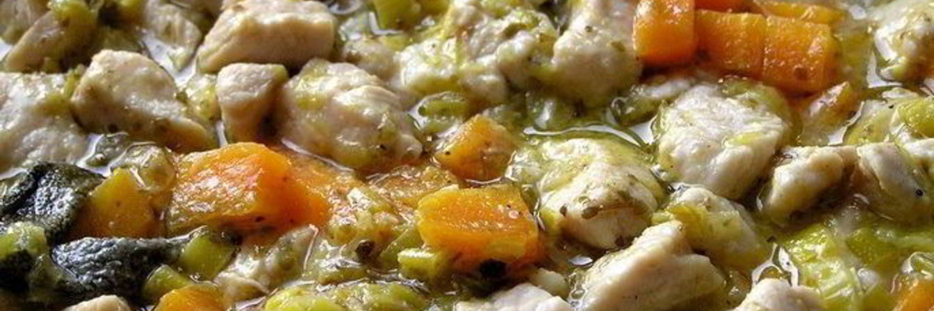 Рагу из индейки с луком-пореем