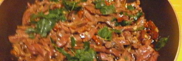 рагу из сердца с вялеными помидорами