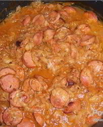 Рагу из сосисок с овощами и грибами