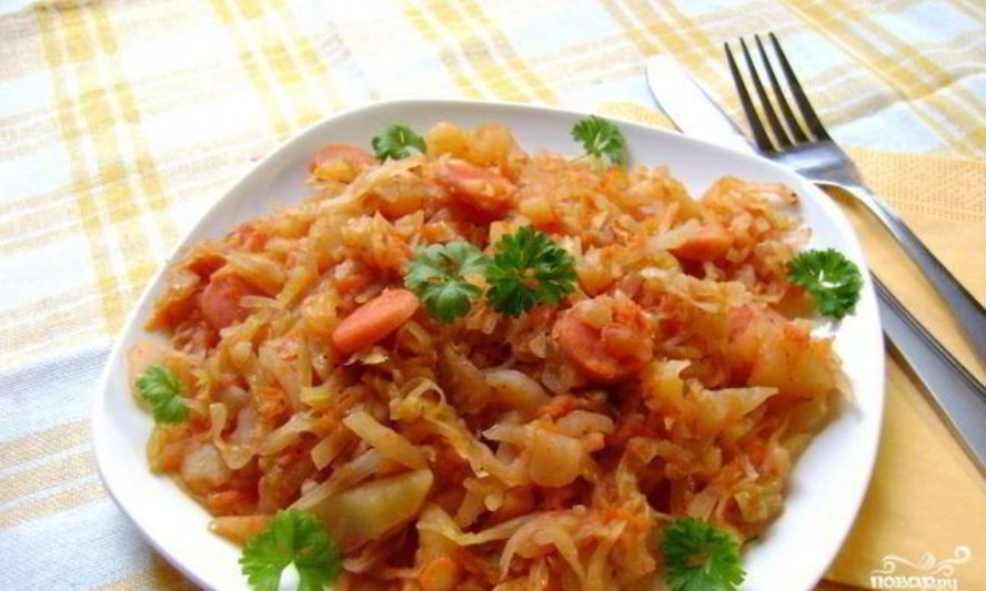 Рецепт рагу с сосиской