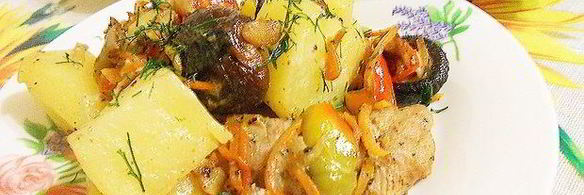 рагу в горшочке с грибами шиитаке