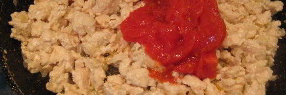 веер из баклажана с куриным рагу