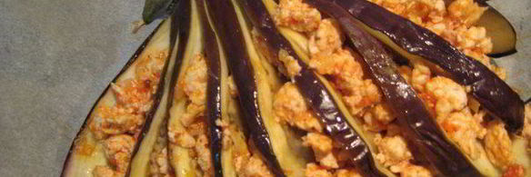 веер из баклажана с куриным рагу