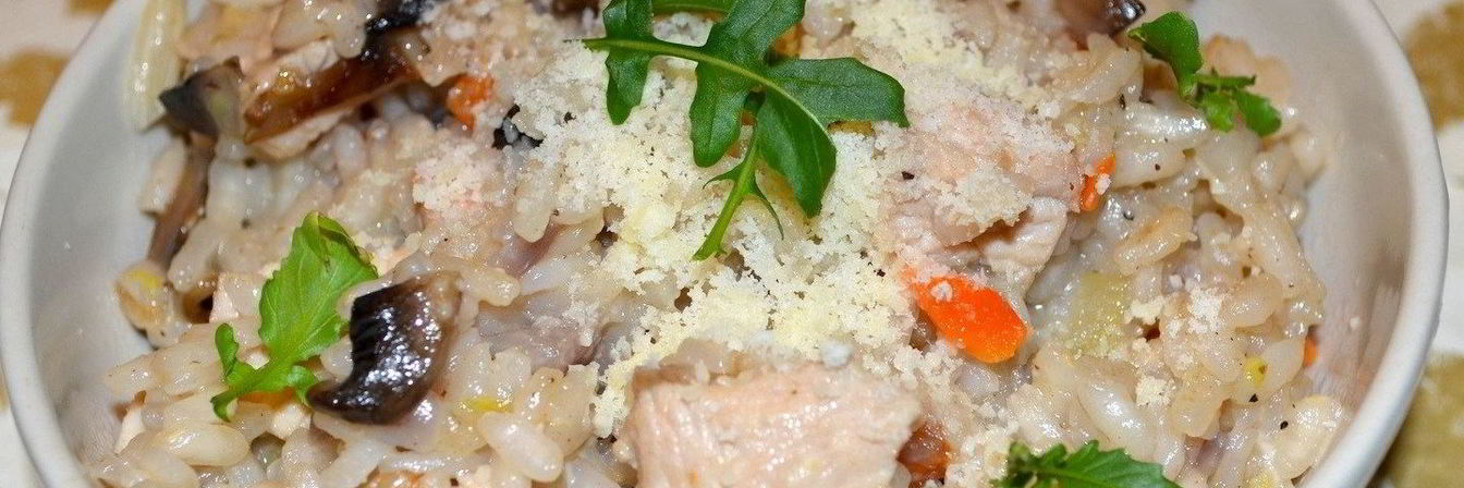 Непьяное ризотто с индейкой и грибами портобелло