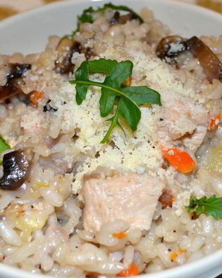 Непьяное ризотто с индейкой и грибами портобелло